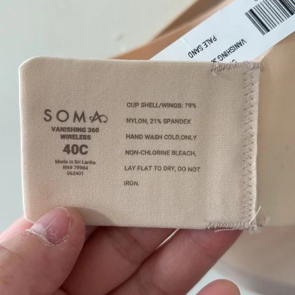SOMA Intimate Vanishing 360 Wireless Bra Pale Sand Size 40C NWT - Picture 9 of 9